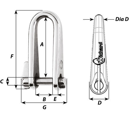 Wichard Shackle with Dimension Layout